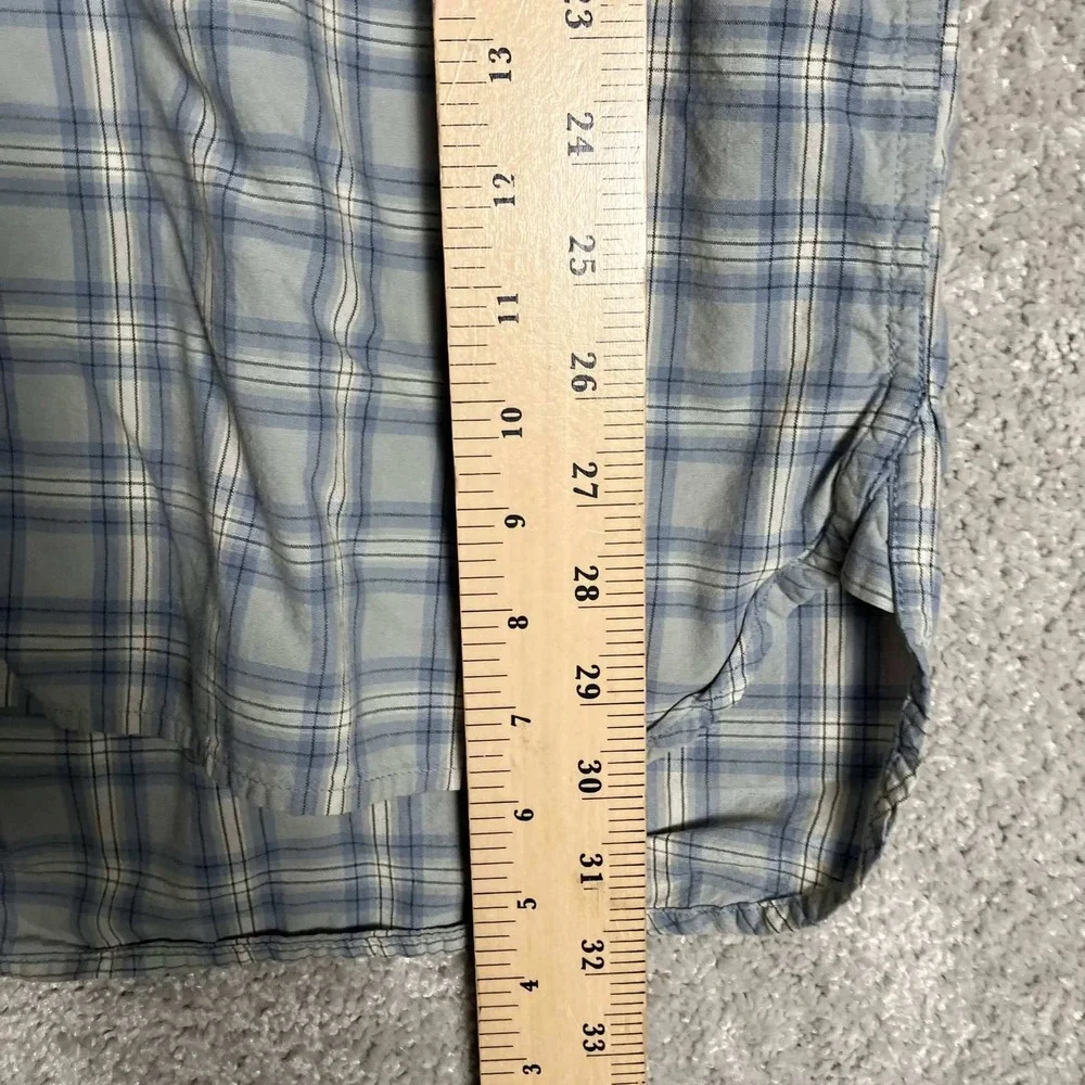Vintage J. Crew Oarsman Shirt Mens XLT Blue Plaid Long Sleeve Cotton Distressed